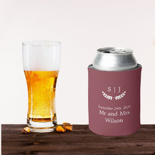 Rafraîchisseur Pour Canette Élégant Monogramme Rouge foncé Bijou Mariage de to