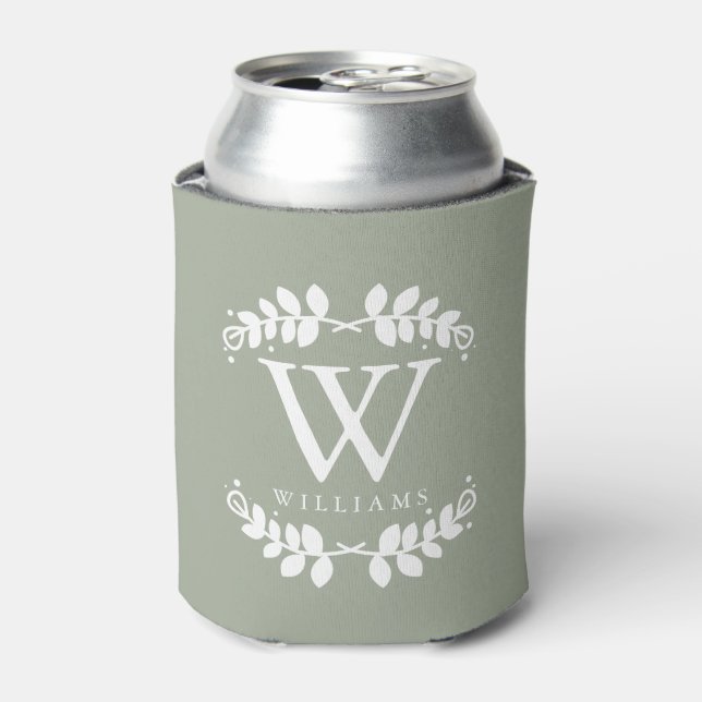 Rafraîchisseur Pour Canette Élégant Monogramme Vert Sage (Can devant)