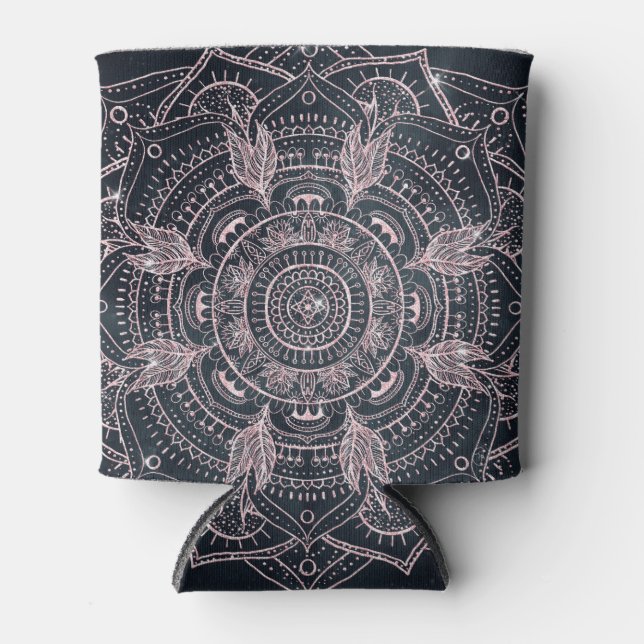 Rafraîchisseur Pour Canette Elégant Rose Gold Mandala Grey Nebula Design (Devant)