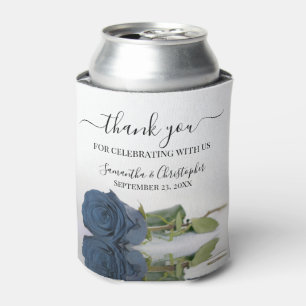Rafraîchisseur Pour Canette Elégant Rose Mariage en acier bleu Dusty Merci