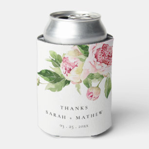 Rafraîchisseur Pour Canette Elégant rose vert pivoine Floral Merci Mariage
