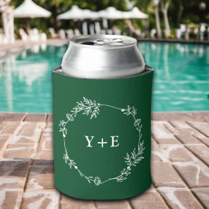 Rafraîchisseur Pour Canette Élégant simple Emerald Green Monogramme Mariage