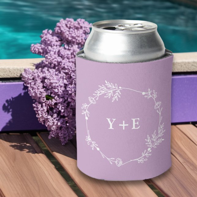 Rafraîchisseur Pour Canette Élégant simple Lilac violet Mariage monogramme (Créateur téléchargé)
