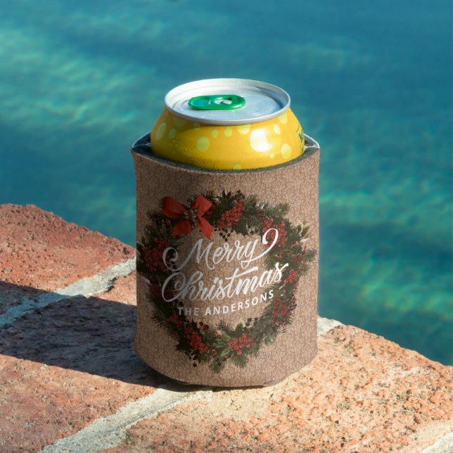 Rafraîchisseur Pour Canette Élégante couronne de Noël personnalisée | Câble de (Piscine in situ)