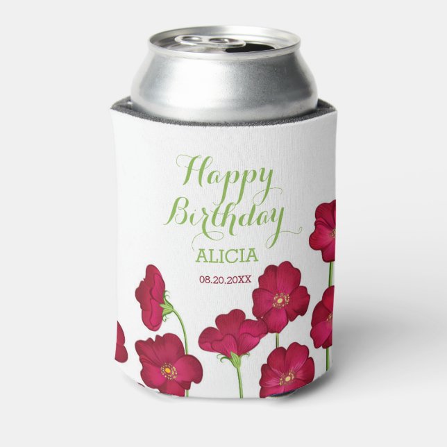 Rafraîchisseur Pour Canette Élégante fête d'anniversaire du Fleur sauvage Red  (Can Dos)