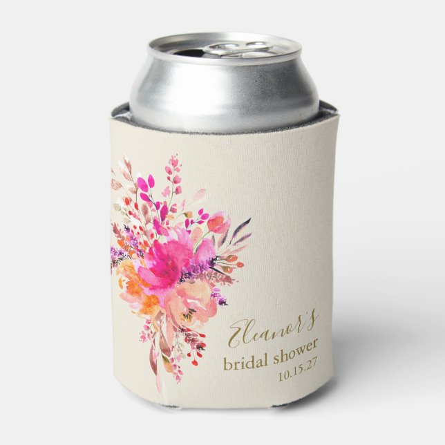 Rafraîchisseur Pour Canette Élégante Fête des mariées florale rose chaud perso (Can devant)