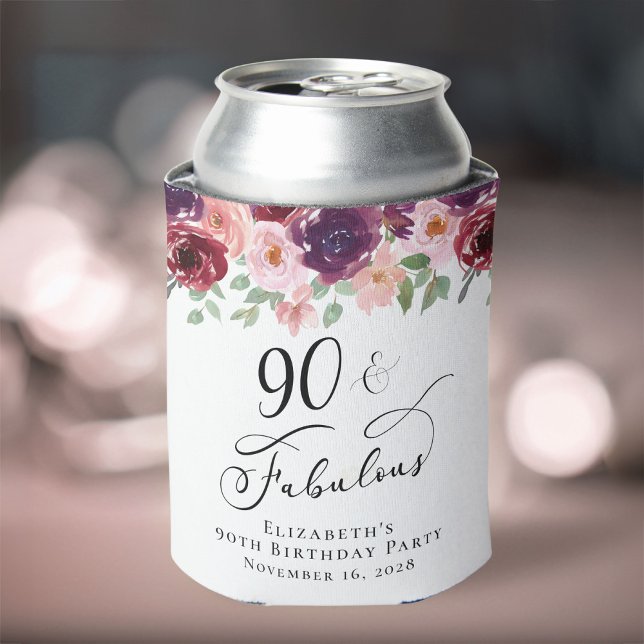 Rafraîchisseur Pour Canette Elégante fête florale 90e anniversaire (Créateur téléchargé)