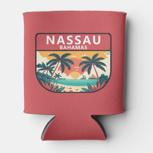 Rafraîchisseur Pour Canette Emblème rétro de Nassau Bahamas (Devant)