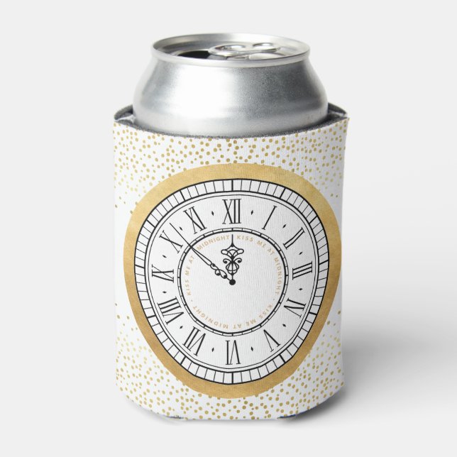 Rafraîchisseur Pour Canette Embrasse-moi à minuit Horloge du Nouvel An (Can devant)
