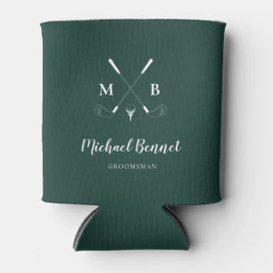 Rafraîchisseur Pour Canette Emerald Green Moderne Monogram Mariage de golf