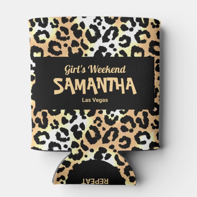 Rafraîchisseur Pour Canette Empreinte de léopard Chic Girls Weekend (Dos)