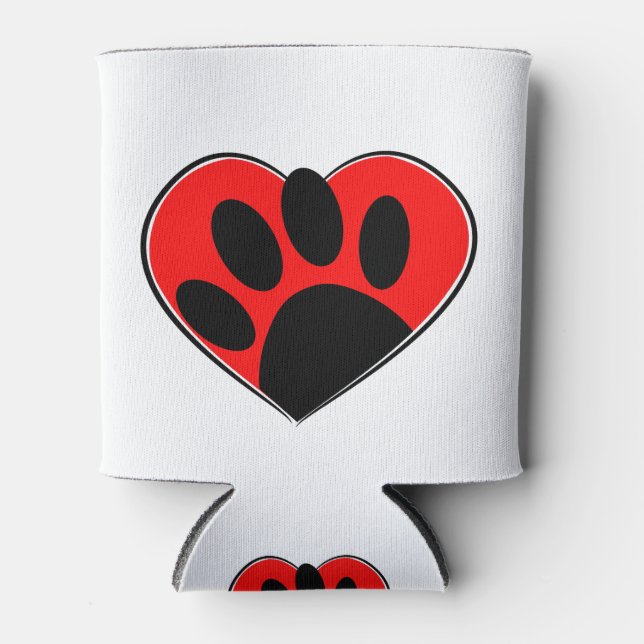 Rafraîchisseur Pour Canette Empreinte de patte Amoureux des chiens Et Coeur Ro (Devant)