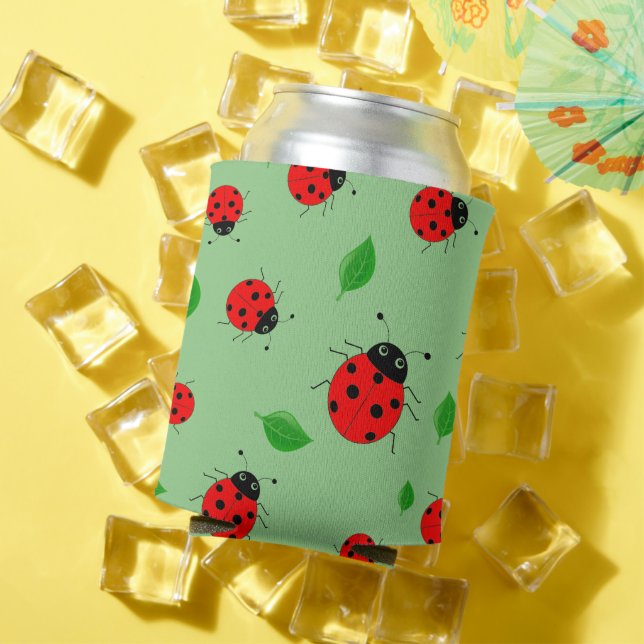 Rafraîchisseur Pour Canette Enfants mignonne Rouge coccinelle et vert quitter  (Été in situ)