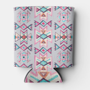 Rafraîchisseur Pour Canette Ethnique géométrique, aquarelle motif tribal.