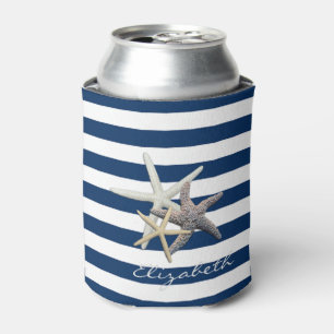 Rafraîchisseur Pour Canette Étoile de mer adorable, rayures bleu marine - Pers