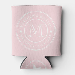 Rafraîchisseur Pour Canette Étoile de monogramme de mariage Chuchotement rose