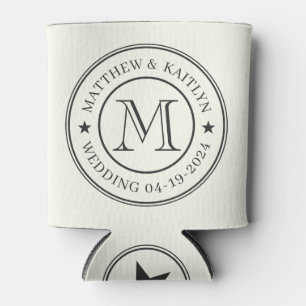 Rafraîchisseur Pour Canette Étoile de monogramme de mariage ivoire et noir cha