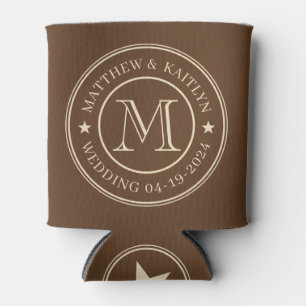 Rafraîchisseur Pour Canette Étoile de monogramme de mariage marron forestier d