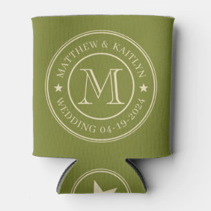 Rafraîchisseur Pour Canette Étoile de monogramme de mariage Vert Saule du mili