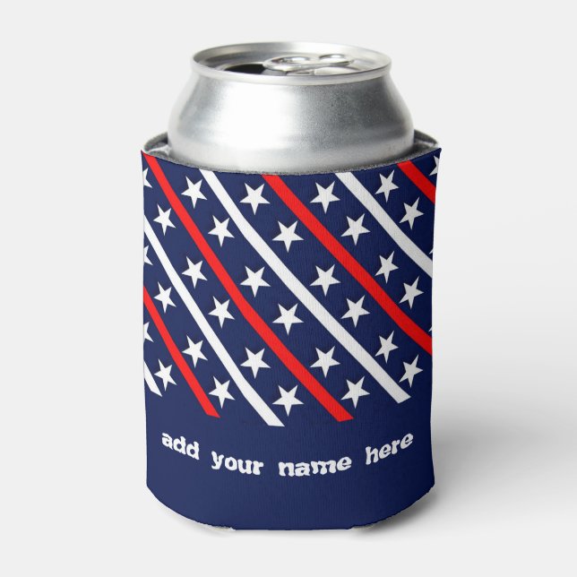Rafraîchisseur Pour Canette Étoiles et rayures drapeau américain Personnalisé (Can devant)