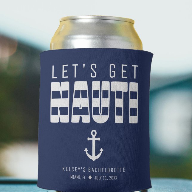 Rafraîchisseur Pour Canette Faisons une fête de Bachelorette Nauti Blue (Créateur téléchargé)