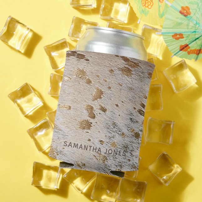 Rafraîchisseur Pour Canette Faux Cuir Or Cowhide Hen Party Personnalisé (Été in situ)