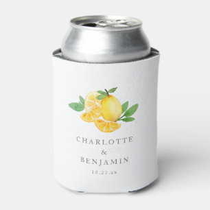 Rafraîchisseur Pour Canette Faveur de mariage d'été Citron Aquarelle