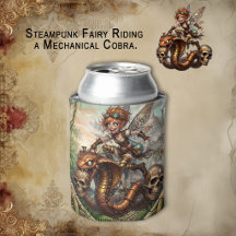 Fée Steampunk chevauchant un cobra mécanique