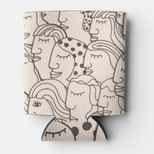 Rafraîchisseur Pour Canette Femmes Visages : Vintage Motif sans couture