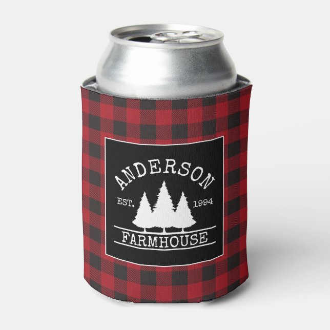Rafraîchisseur Pour Canette Ferme Red Buffalo Plaid Nom de famille (Can devant)