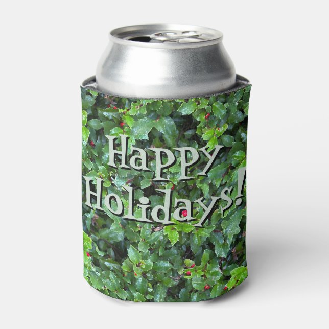 Rafraîchisseur Pour Canette Festive Green et Red Holly berry Holiday Can Cool (Can devant)