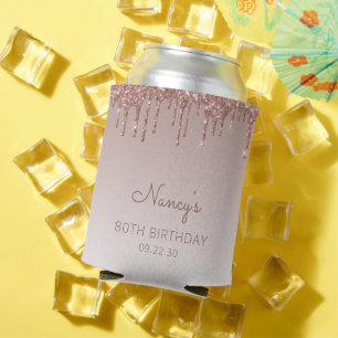 Rafraîchisseur Pour Canette Fête d'anniversaire de 80 ans Glam Rose Gold Glitt