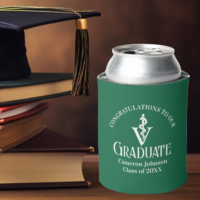 Rafraîchisseur Pour Canette Fête de graduation de l'école vétérinaire verte pe (Créateur téléchargé)