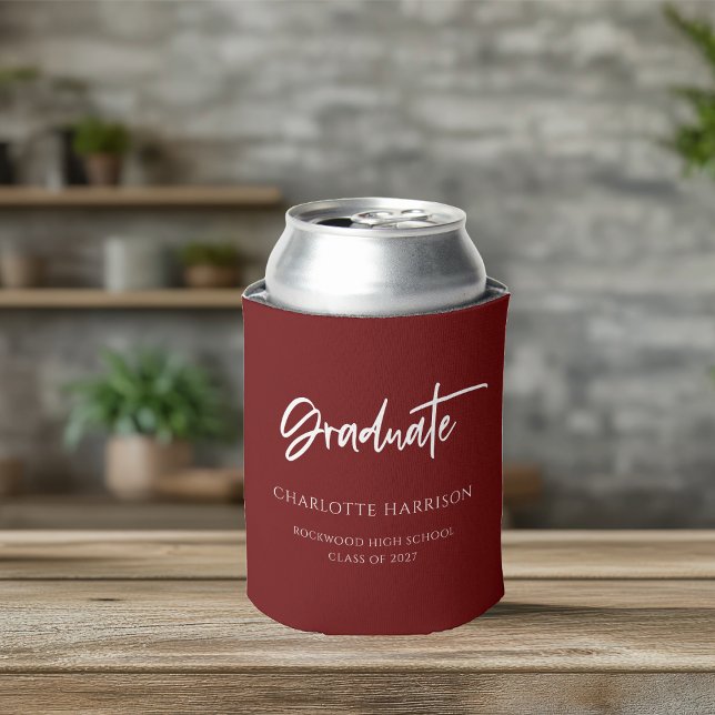 Rafraîchisseur Pour Canette Fête de graduation marron et blanc personnalisée (Créateur téléchargé)