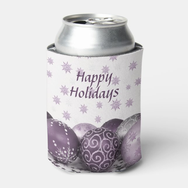 Rafraîchisseur Pour Canette Fête de Noël Pink violet ornements Snowflakes (Can devant)