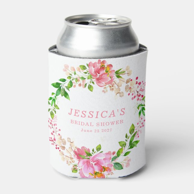 Rafraîchisseur Pour Canette Fête des mariées Fleurs d'aquarelle rose personnal (Can devant)