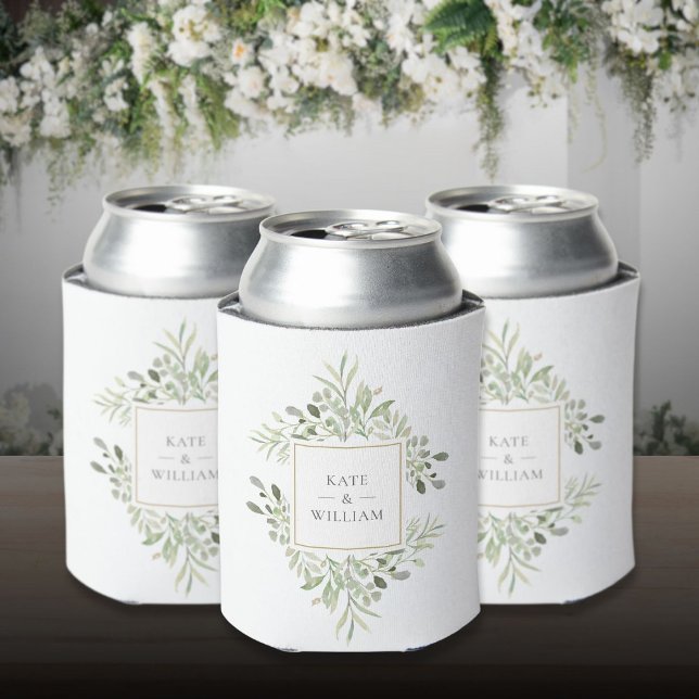 Rafraîchisseur Pour Canette Feuillage de mariage de verdure botanique (Botanical Greenery Foliage Wedding Can Cooler)