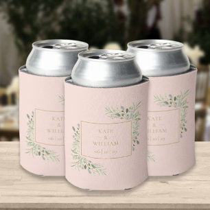 Rafraîchisseur Pour Canette Feuillage vert Mariage rose pâle