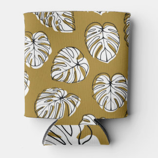 Rafraîchisseur Pour Canette Feuille de Monstera, Motif sans soudure textile.