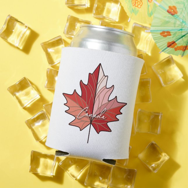 Rafraîchisseur Pour Canette Feuille d'érable canadienne contemporaine ID1071 (Été in situ)
