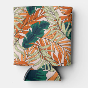 Rafraîchisseur Pour Canette Feuille vert tropical beige, motif sans soudure.