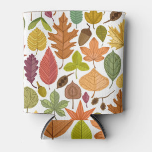 Rafraîchisseur Pour Canette Feuilles d'automne : arrière - plan blanc vintage.