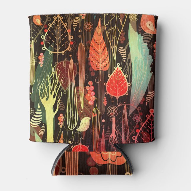 Rafraîchisseur Pour Canette Feuilles d'automne : motif transparent foncé. (Devant)