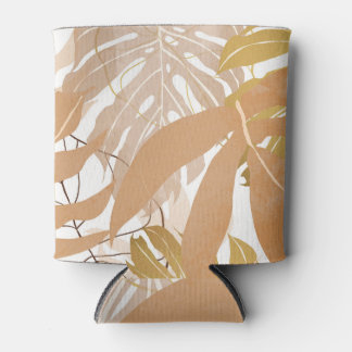 Rafraîchisseur Pour Canette Feuilles Gold Tropical : Arrière - plan Luxueux.
