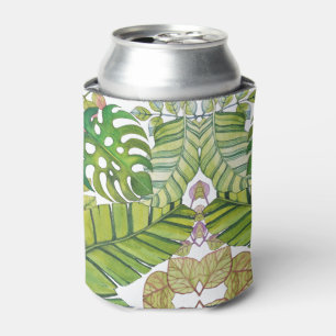 Rafraîchisseur Pour Canette Feuilles Tropicaux En Aquarelle