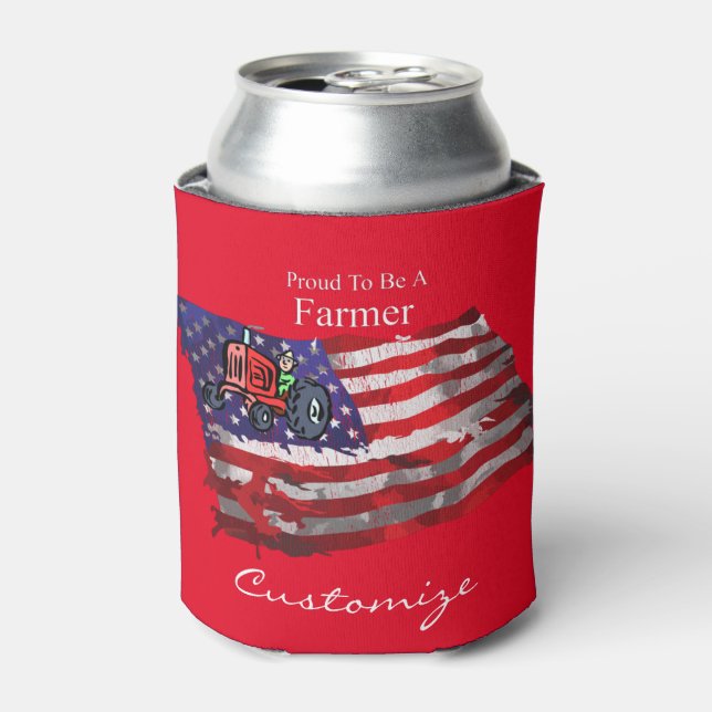 Rafraîchisseur Pour Canette Fier paysan patriotique drapeau Thunder_Cove (Can devant)