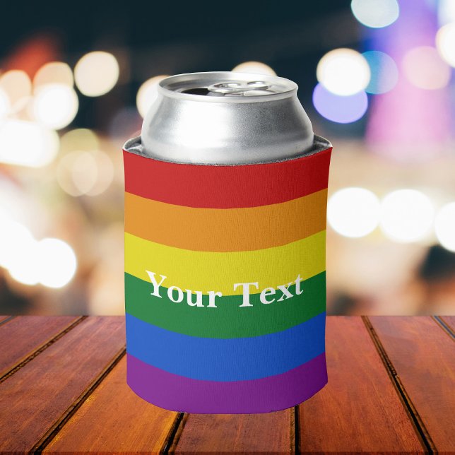 Rafraîchisseur Pour Canette Fierté LGBTQ Arc-en-ciel Drapeau texte personnalis (Créateur téléchargé)