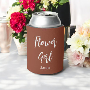 Rafraîchisseur Pour Canette Fille des Fleurs Marron Blanc Mariage Terracotta