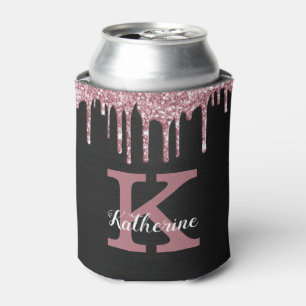 Rafraîchisseur Pour Canette Fille Rose Noir Or Pilules rose Nom du monogramme