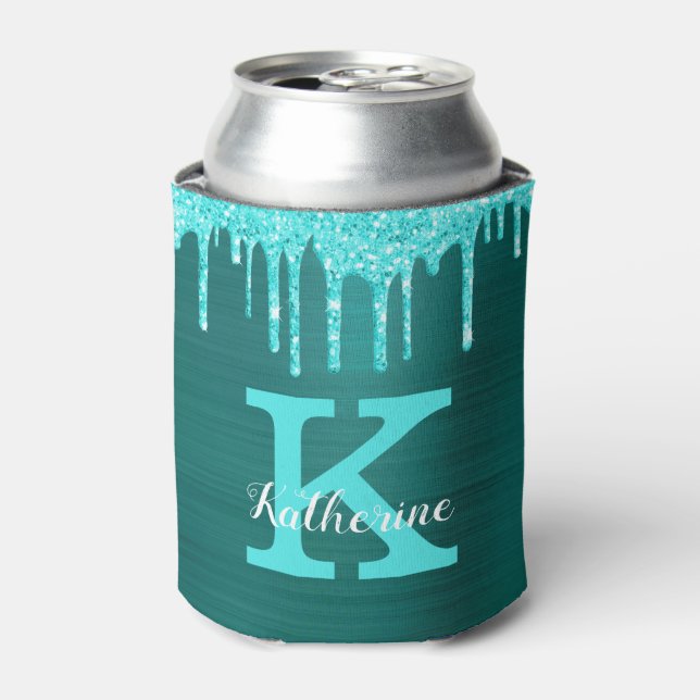 Rafraîchisseur Pour Canette Fille Turquoise Turquoise Parties scintillant Driv (Can devant)